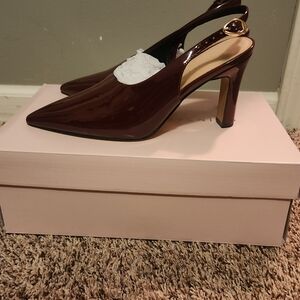 Chinese Laundry Glossy Brown Slingback Heels